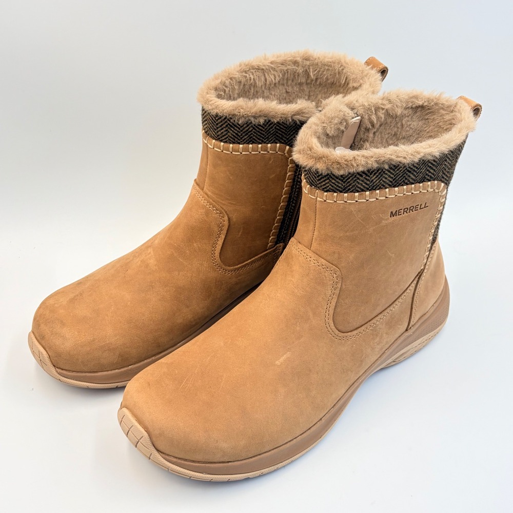 Merrell Women's 9.5 Encore Ice 5 Mid Zip Otter Waterproof Faux Fur Fleece Lined - Picture 2 of 13